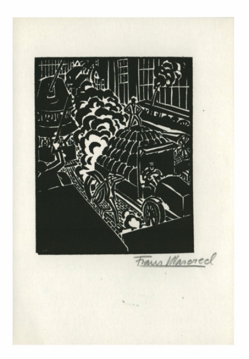 Houtsnede van Belgische kunstenaar Frans Masereel uit het werk le soleil van 1919