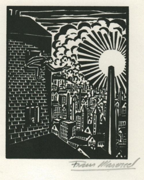 Woodcut van de Belgische kunstenaarlgian artist Frans Masereel uit het werk Soleil van 1919