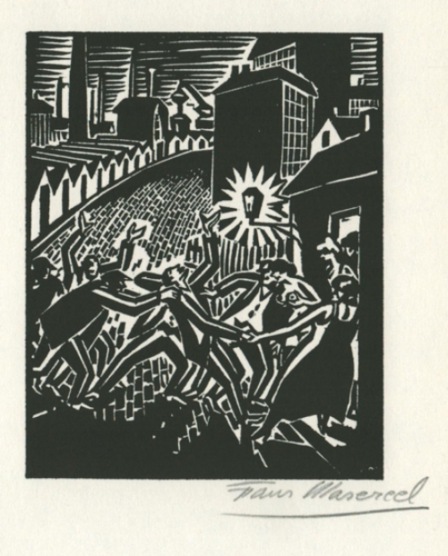 Woodcut by Belgian artist Frans Masereel from the work le soleil from 1919