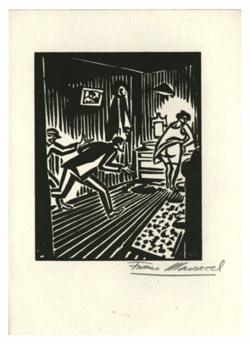 Houtsnede van de  Belgische kunstenaar Frans Masereel uit het werk le soleil van 1919