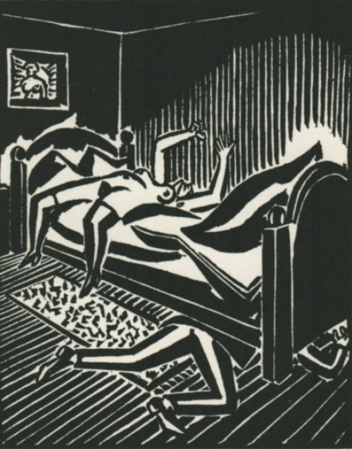 Gravure sur bois de l'artiste belge Frans Masereel d'après Le soleil de 1919