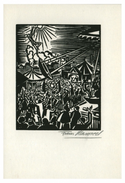 Houtsnede van de  Belgische kunstenaar Frans Masereel uit het werk le soleil van 1919
