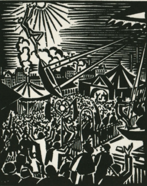Gravure sur bois de l\'artiste belge Frans Masereel d\'après Le soleil de 1919