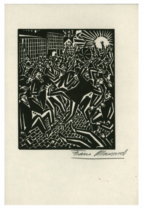 Houtsnede van de  Belgische kunstenaar Frans Masereel uit het werk le soleil van 1919