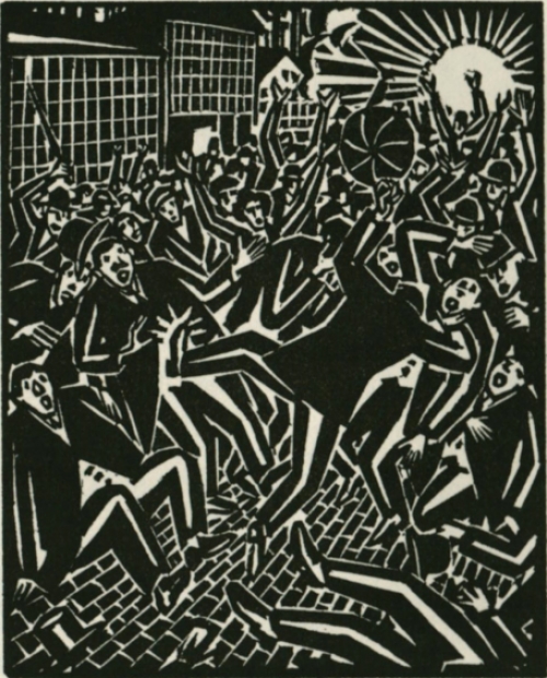 Gravure sur bois de l\'artiste belge Frans Masereel d\'après Le soleil de 1919