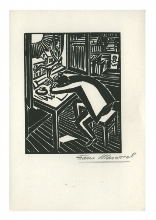 Houtsnede van Belgische kunstenaar Frans Masereel uit het werk l\'oeuvre van 1919