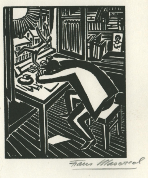 Woodcut by Belgian artist Frans Masereel from the work l\'oeuvre from 1919