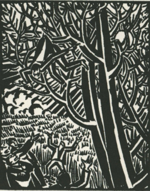 Gravure sur bois de l\'artiste belge Frans Masereel d\'après Le soleil de 1919