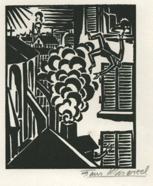 Woodcut by Belgian artist Frans Masereel from the work l\'oeuvre from 1919