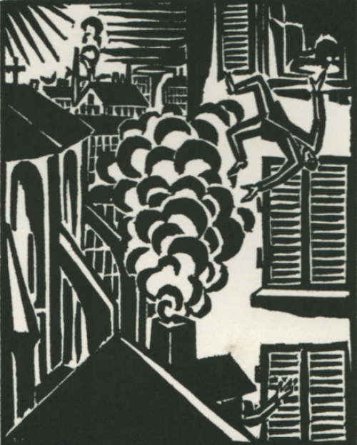 Gravure sur bois de l\'artiste belge Frans Masereel d\'après l\'oeuvre de 1919