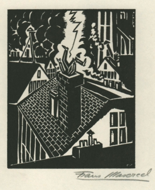 Woodcut by Belgian artist Frans Masereel Le Soleil