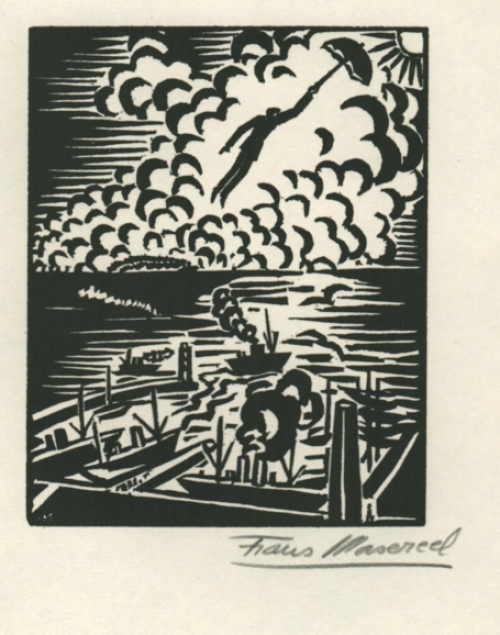 Woodcut by Belgian artist Frans Masereel Le Soleil