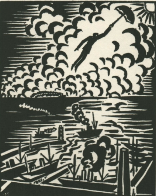 Gravure sur bois signée à la main par l\'artiste belge Frans Masereel