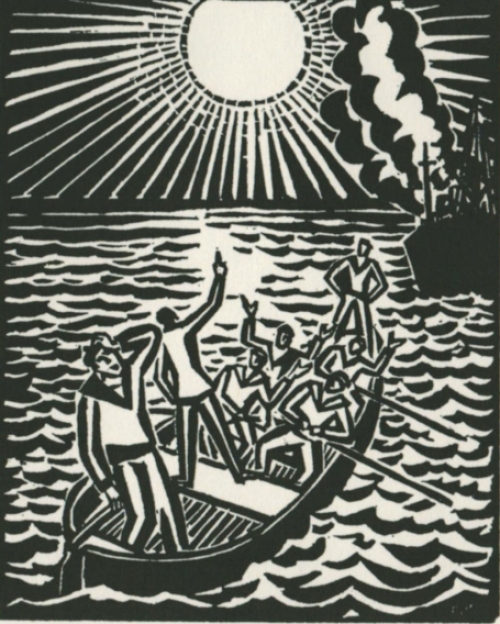 Gravure sur bois signée à la main par l\'artiste belge Frans Masereel