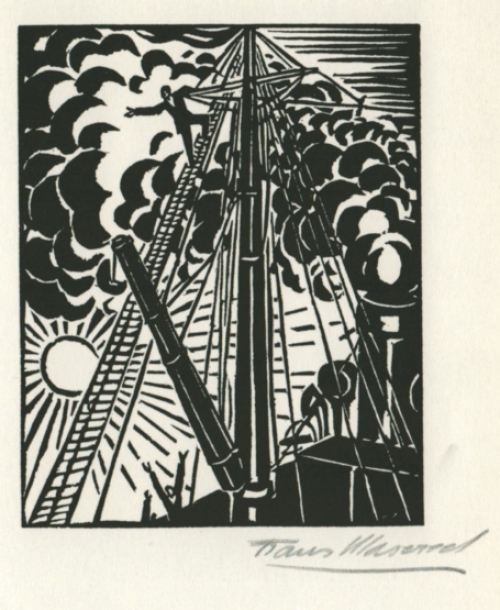 Woodcut by Belgian artist Frans Masereel Le Soleil
