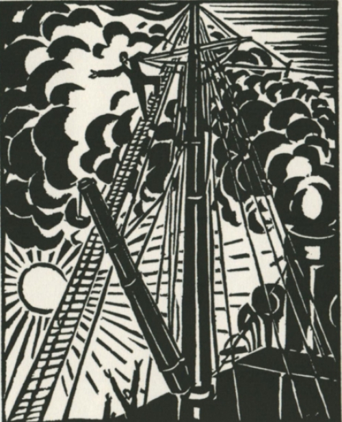 Gravure sur bois signée à la main par l\'artiste belge Frans Masereel