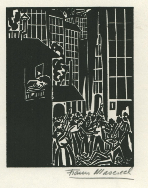 Woodcut by Belgian artist Frans Masereel from the work l\'oeuvre from 1919