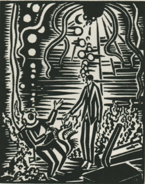 Gravure sur bois signée à la main par l\'artiste belge Frans Masereel