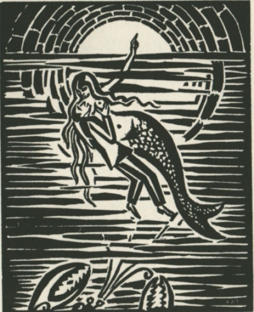 Gravure sur bois signée à la main par l\'artiste belge Frans Masereel