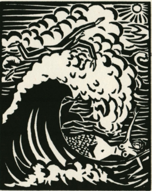 Gravure sur bois signée à la main par l\'artiste belge Frans Masereel