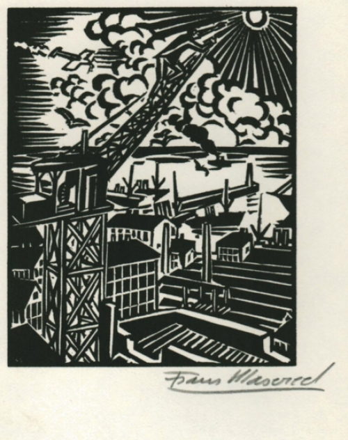 Woodcut by Belgian artist Frans Masereel Le Soleil
