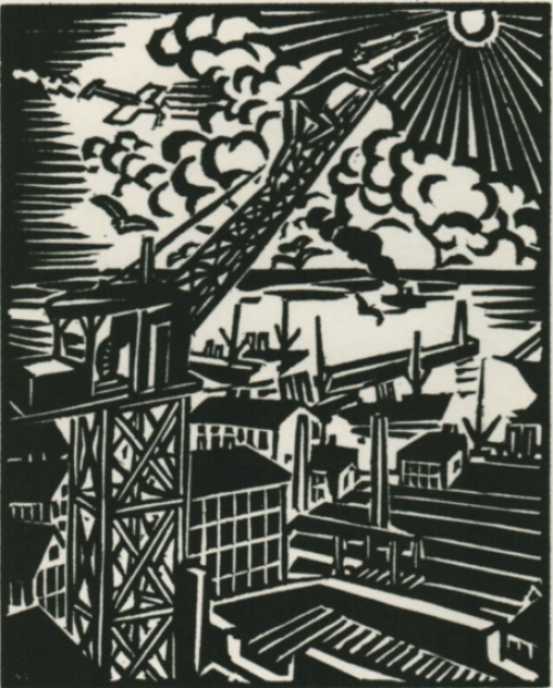 Gravure sur bois signée à la main par l\'artiste belge Frans Masereel