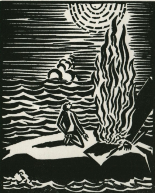 Gravure sur bois signée à la main par l\'artiste belge Frans Masereel
