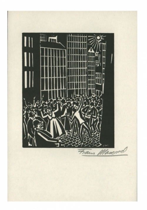 Houtsnede van Belgische kunstenaar Frans Masereel uit het werk le soleil van 1919