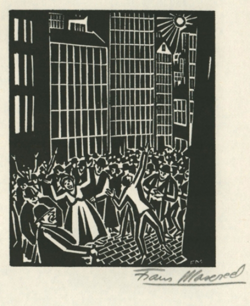 Woodcut by Belgian artist Frans Masereel from the work le soleil 1919