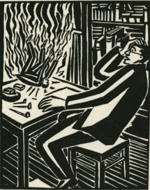 Gravure sur bois signée à la main par l'artiste belge Frans Masereel