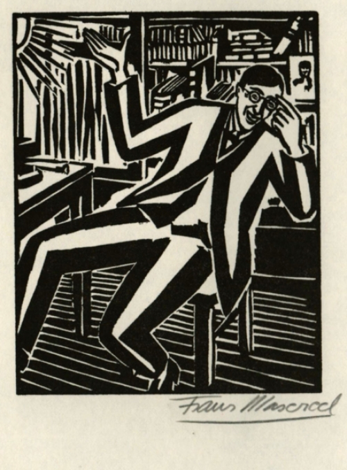 Houtsnede van Belgische kunstenaar Frans Masereel uit het werk l\'oeuvre van 1919