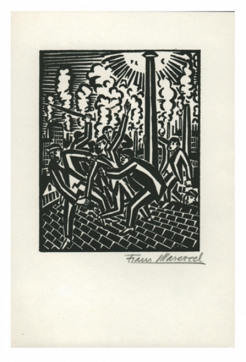 Houtsnede van Belgische kunstenaar Frans Masereel uit het werk le soleil van 1919