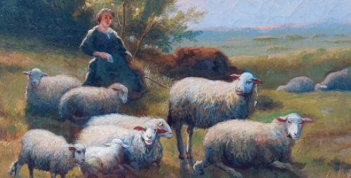 Schilderijtje van Jef Louis Van Leemputten