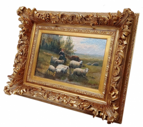 Schaapjes met een schaapsherderinnetje