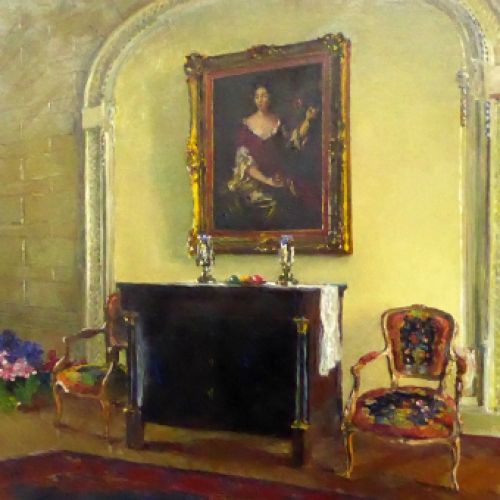 De Commode, 1947, Leo Engels, intérieur avec commode, portrait et fauteuils.