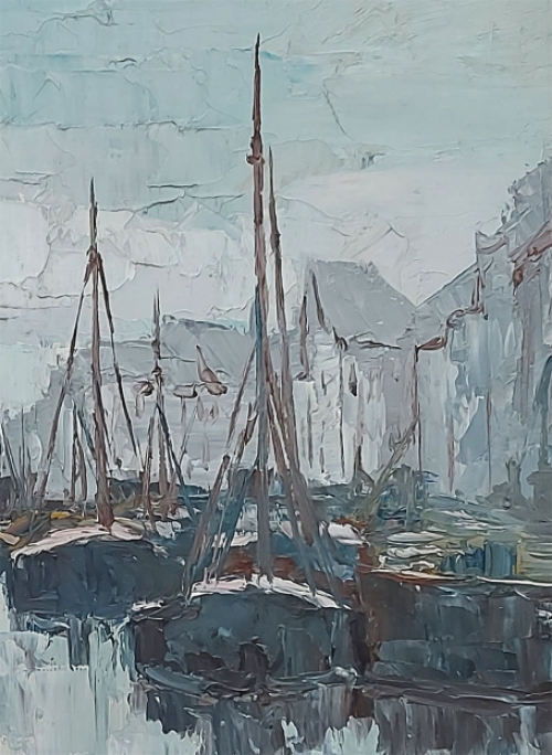 Leo Jordaens met een sleepboot