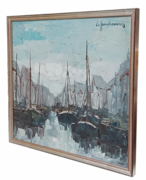 Boten aan de kade in de vissershaven