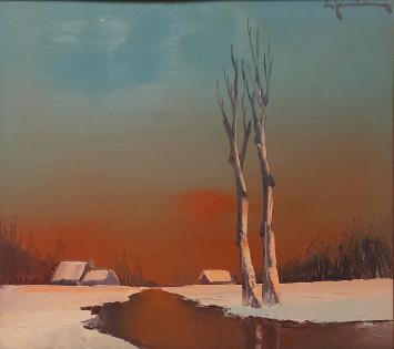 Leo Jordaens met een zicht Schelde te Weert