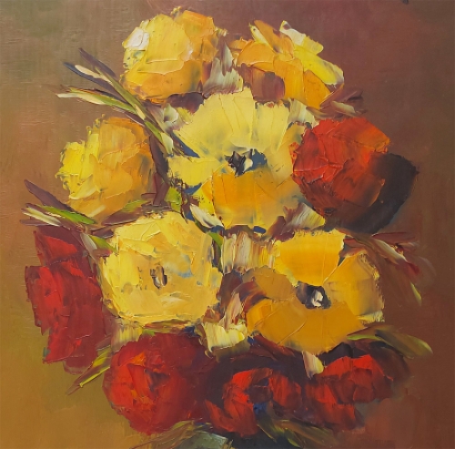 Leo Jordaens met een schilderij, een stilleven