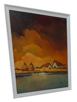 Landschap in olieverf van de Antwerpse kunstenaar L. Jordeans