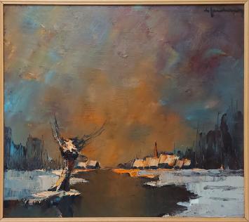 Schilderij op paneel van Leo Jordaens