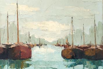 Leo Jordaens met een zicht op boten