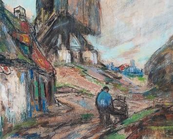 Impressionistisch kunstwerk, de houten molen