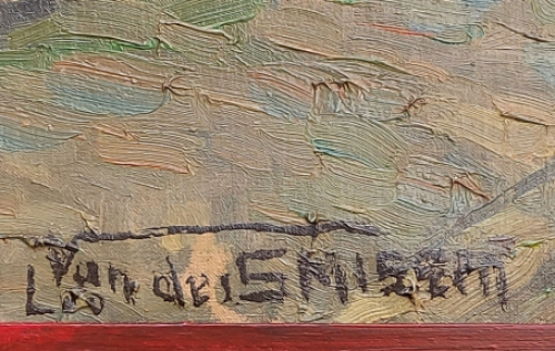 Leo Vandersmissen met een olieverfschilderij