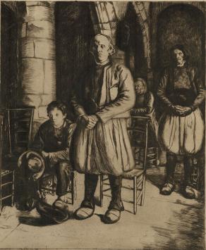 Léon Bartholomé  met een ets