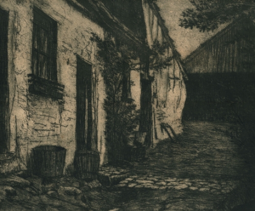 Brusselse kunstenaar Léon Eygelshoven met een grafisch kunstwerkje