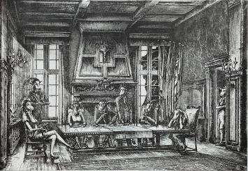 Leon Ost met een grafisch kunstwerk op papier