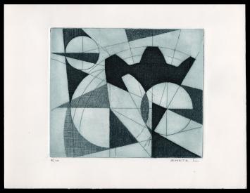 abstracte ets van Léon Smets, de vierde van 10 stuks