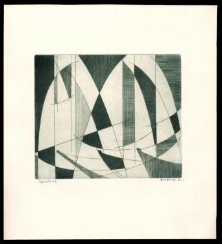 Abstracte ets geëtst door Mechelse kunstenaar Léon Smets