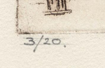Gesigneerde ets van Léon Smets 